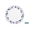 VAJILLA DE PORCELANA CON DETALLE FLORAL AZUL ESMALTADO DE FORMA IRREGULAR 18 PIEZAS