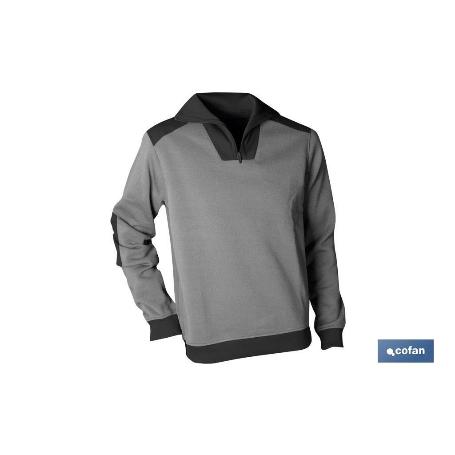 SUDADERA CUELLO CREMALLERA 280GMS/M GRIS-NEGRO T-L