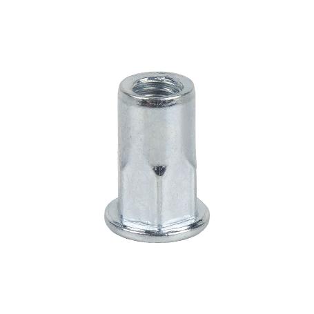 TUERCAS REMACHABLES SEMIHEXAGONAL FONDO ABIERTO CABEZA ANCHA ACERO M5 X 13,5   CAJA 500 UNID.