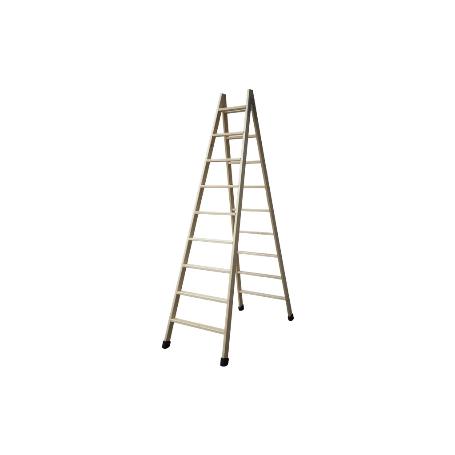 ESCALERA MADERA DOBLE 9 PELDAÑOS 2,40 M