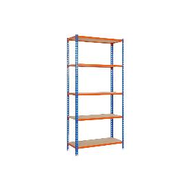 ESTANTERÍA AZUL/NARANJA 5 BALDAS DE MADERA 2000 X 1000 X 500 MM