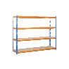 ESTANTERÍA MEDIA CARGA AZUL/NARANJA 4 BALDAS DE MADERA 2000 X 2100 X 600 MM