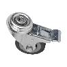RUEDA DE GOMA GRIS CON AGUJERO PASANTE Y FRENO Ø50 X 18 MM   CAJA 4 UNID.