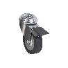 RUEDA DE GOMA GRIS CON AGUJERO PASANTE Y FRENO Ø65 X 22 MM VENTA UNITARIA