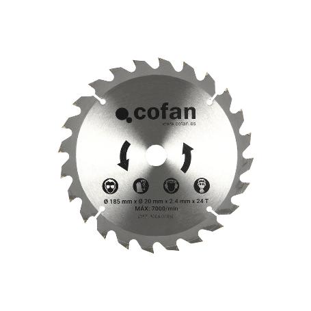 DISCO CORTE PARA MADERA Ø185MM X 20MM X 2.4MM X 24T