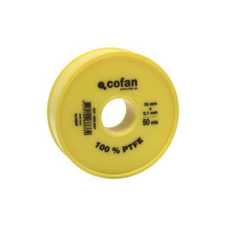 ROLLO 50 MTS CINTA PTFE DE 19MM X 0,10MM   CAJA 10 UNID.