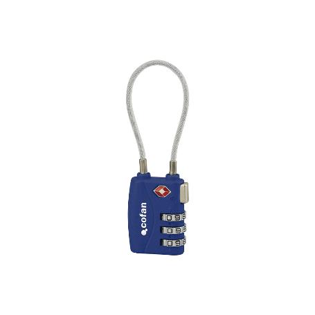 CANDADO COMBINACIÓN EQUIPAJE TSA CABLE 3 DÍGITOS 30 MM