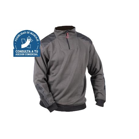SUDADERA CUELLO CREMALLERA 280GMS/M GRIS-NEGRO T-XL