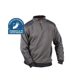 SUDADERA CUELLO CREMALLERA 280GMS/M GRIS-NEGRO T-XXL