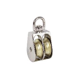POLEA DOBLE GIRATORIA NIQUELADA (Ø40MM)   CAJA 10 UNID.