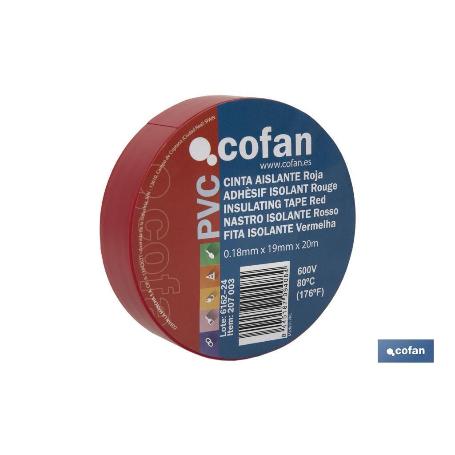 CINTA AISLANTE 180 MICRAS ROJA 19MMX20 METROS VENTA UNITARIA