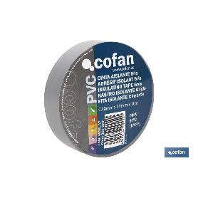 CINTA AISLANTE 180 MICRAS GRIS 19MMX20 METROS   CAJA 10 UNID.