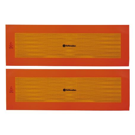 PACK DE 2 UDS. PLACA ADHESIVA V-6 PARA VEHÍCULO LARGO 565 X 195 MM