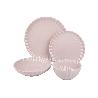 VAJILLA DE PORCELANA EN RELIEVE COLOR ROSA NUDE ESMALTADO  16 PIEZAS