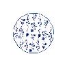 VAJILLA DE PORCELANA CON DETALLE FLORAL AZUL ESMALTADO DE FORMA IRREGULAR 18 PIEZAS