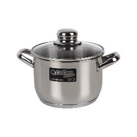 OLLA  INOX INDUCCIÓN.3,1 L MOD POLENTA TAPA DE VIDRIO Ø180 MM
