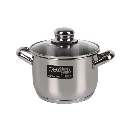 OLLA  INOX INDUCCIÓN.4 L MOD POLENTA TAPA DE VIDRIO Ø200 MM