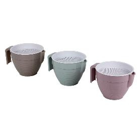 GRASERA COLADOR 500ML MODELO ALBAHACA COLOR PIEDRA 16.5X12X10CM   CAJA 6 UNID.
