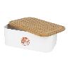 PANERA CON TAPA DE BAMBU COLOR BLANCO/MADERA 36 X 24 X13 CM