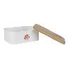 PANERA CON TAPA DE BAMBU COLOR BLANCO/MADERA 36 X 24 X13 CM