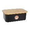 PANERA CON TAPA DE BAMBU COLOR NEGRO/MADERA 36 X 24 X13 CM