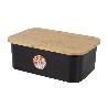 PANERA CON TAPA DE BAMBU COLOR NEGRO/MADERA 36 X 24 X13 CM