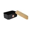 PANERA CON TAPA DE BAMBU COLOR NEGRO/MADERA 36 X 24 X13 CM