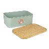 PANERA CON TAPA DE BAMBÚ COLOR VERDE/MADERA 36 X 24 X13 CM