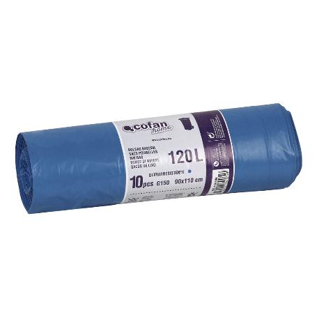 BOLSA DE BASURA 90X110 GALGA 150 COLOR AZUL 10 UDS.