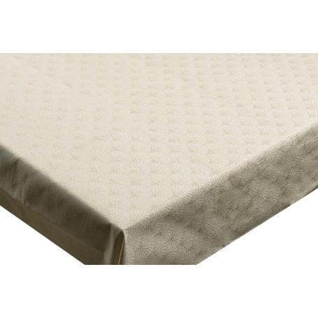 MANTEL ANTIMANCHAS RESINADO CONFECCIONADO 1,40 X 1,40 M 50% PES 45% CO 5% LUREX LINEAS DE ORO