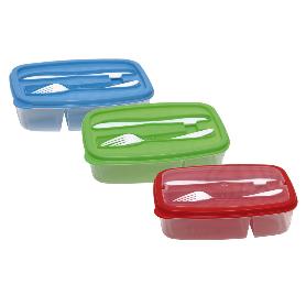 FIAMBRERA AZUL RECTANGULAR CON CUBIERTOS 1,5 L