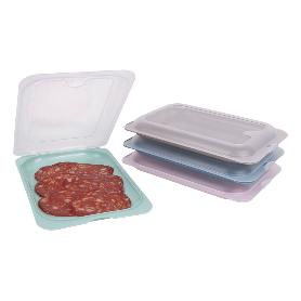 PACK DE 4  PORTAEMBUTIDOS APILABLE CREMA, AZUL, VERDE, NUDE 25 X 17 X 3 CM