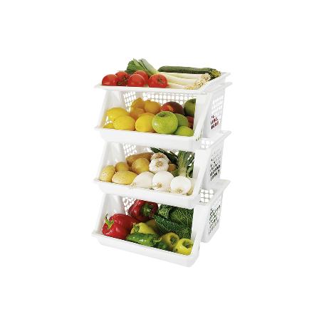 VERDULERO BLANCO 3 CESTAS  62X39X32 CM