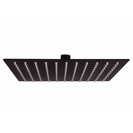CABEZAL DE DUCHA CUADRADO EXTRAFINO DE ACERO INOXIDABLE 304 NEGRO MATE 24,5 X 24,5 CM