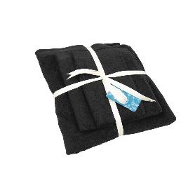 JUEGO DE 3  TOALLAS NEGRO 580 G/M2 GAMA BRILLANTE 30X50  50X100  70X140 CM
