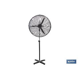 VENTILADOR INDUSTRIAL DE PIE OSCILANTE NEGRO CON 3 VELOCIDADES Ø75 CM 200 W