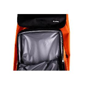 CARRO DE LA COMPRA NARANJA Y NEGRO ABATIBLE DE ALUMINIO CON 6 RUEDAS GIRATORIAS 53 L