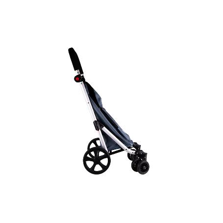 CARRO DE LA COMPRA GRIS ABATIBLE DE ALUMINIO CON 6 RUEDAS GIRATORIAS 53 L