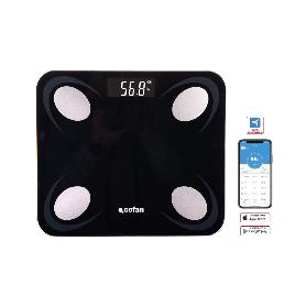 BÁSCULA DE BAÑO DIGITAL NEGRA CON PANTALLA LCD USB MEDICIÓN IMC DE GRASA VISCERAL 30 X 26.5 X 2,2 CM