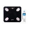 BÁSCULA DE BAÑO DIGITAL NEGRA CON PANTALLA LCD USB MEDICIÓN IMC DE GRASA VISCERAL 30 X 26.5 X 2,2 CM