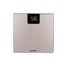 BÁSCULA DE BAÑO DIGITAL COLOR PIEDRA CON PANTALLA LED 30 X 30 X 2,2 CM