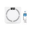 BÁSCULA DE BAÑO  DIGITAL  BLANCA CON PANTALLA LCD USB MEDICIÓN IMC DE GRASA VISCERAL 30 X 30 X 2,2 CM