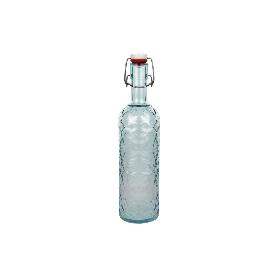 BOTELLA DE VIDRIO TRANSPARENTE AZUL CLARO CON CIERRE DE ESTRIBO 1 L   CAJA 6 UNID.