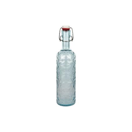 BOTELLA DE VIDRIO TRANSPARENTE AZUL CLARO CON CIERRE DE ESTRIBO 1 L VENTA UNITARIA