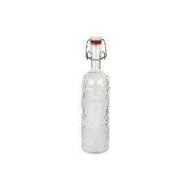 BOTELLA DE VIDRIO TRANSPARENTE CON CIERRE DE ESTRIBO 1 L   CAJA 6 UNID.