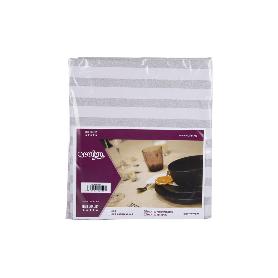 MANTEL ANTIMANCHAS RAYAS BEIGE Y BLANCAS   1,40 X 1,40