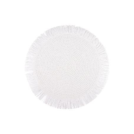 BAJOPLATO REDONDO FLECOS COLOR BLANCO MEDIDA 38 CM   CAJA 6 UNID.