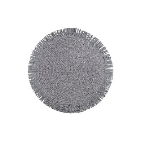 BAJOPLATO REDONDO FLECOS COLOR GRIS  MEDIDA 38 CM   CAJA 6 UNID.