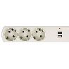 BASE BIPOLAR 3 TOMAS Y PROLONGACIÓN 1,5M CON T/T LATERAL 16A 250V USB