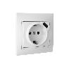 BASE ENCHUFE USB MONOBLOC MODELO PACIFIC 2P+T CON OBTURADOR 16A 250V 2.1A 5V